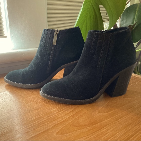 AQUATALIA Black Suede Heeled Ankle Boots - Picture 2 of 4